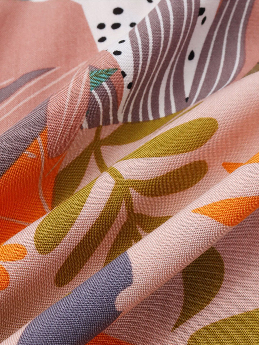 Camicia da uomo a maniche corte con stampa floreale