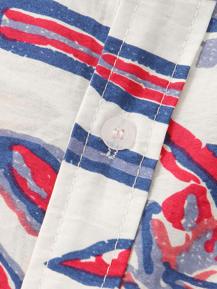 Camicia a maniche corte con stampa casual da uomo