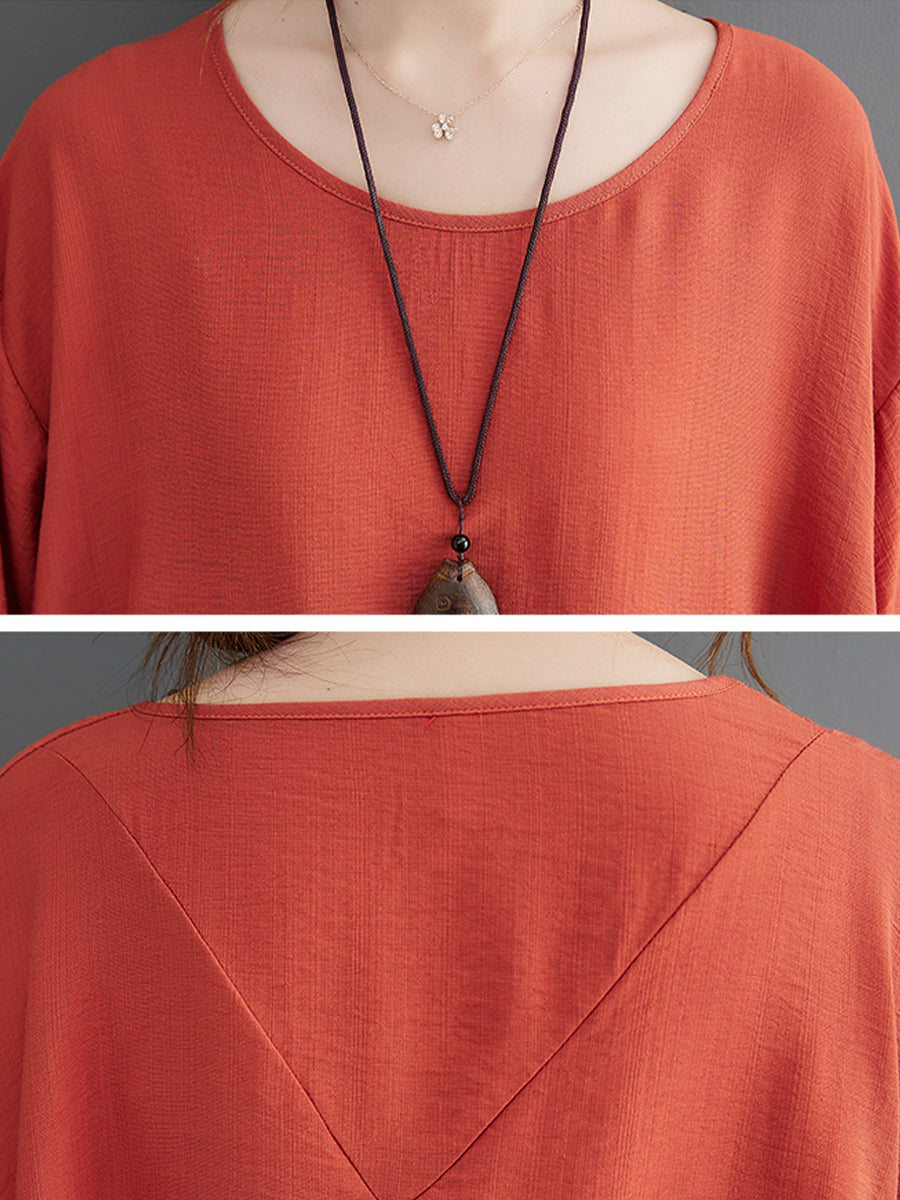 Round neck solid color oversized top