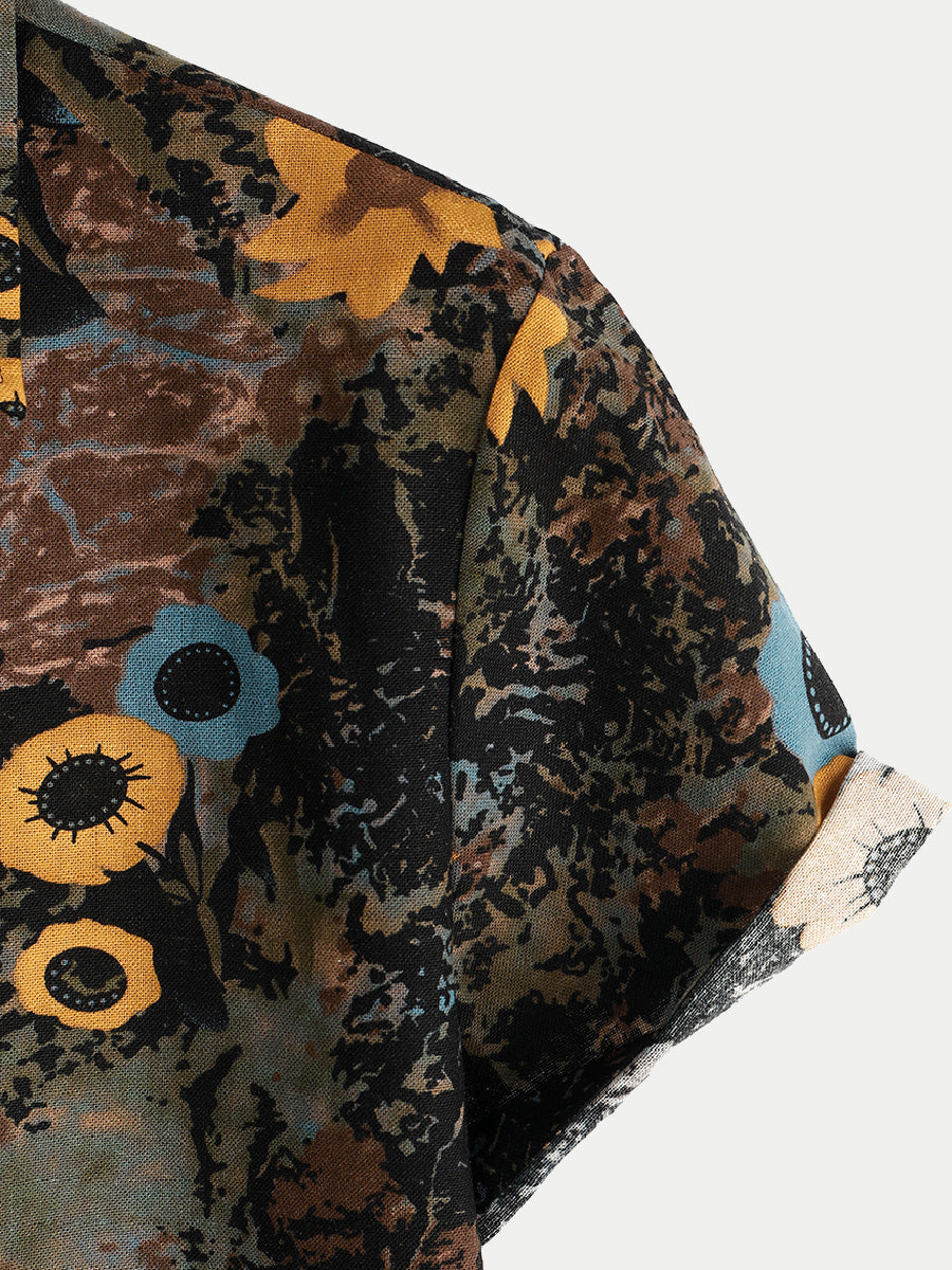 Men's Floral Casual short sleeve shirt