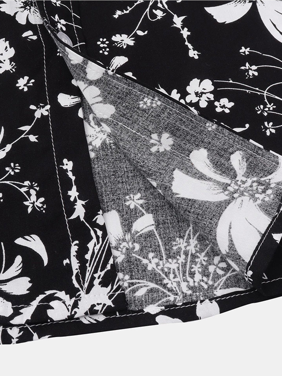 Camicia da uomo a maniche corte con stampa floreale