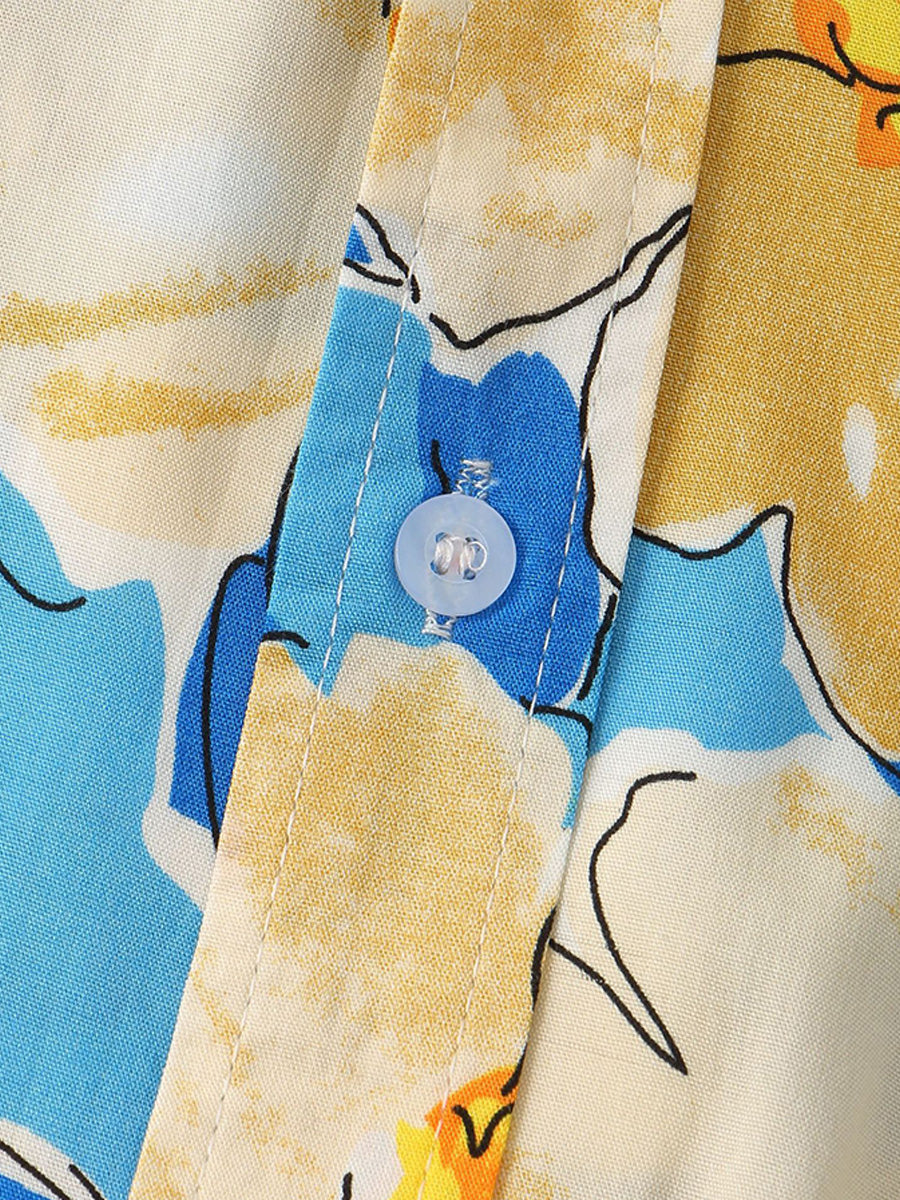 Camicia da uomo a maniche corte con stampa floreale