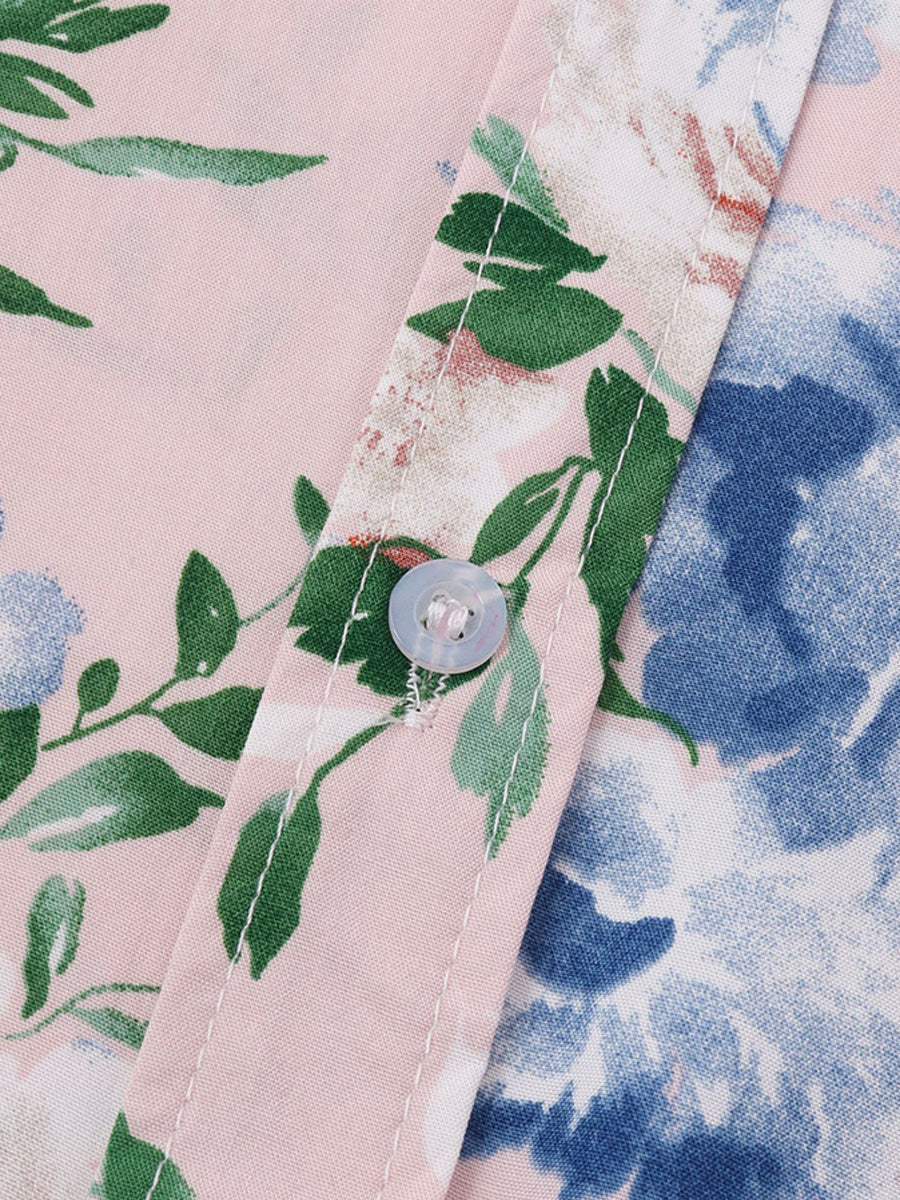 Camicia da uomo a maniche corte con stampa floreale