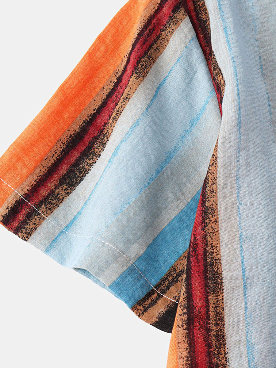 Camicia da uomo a maniche corte con stampa verticale