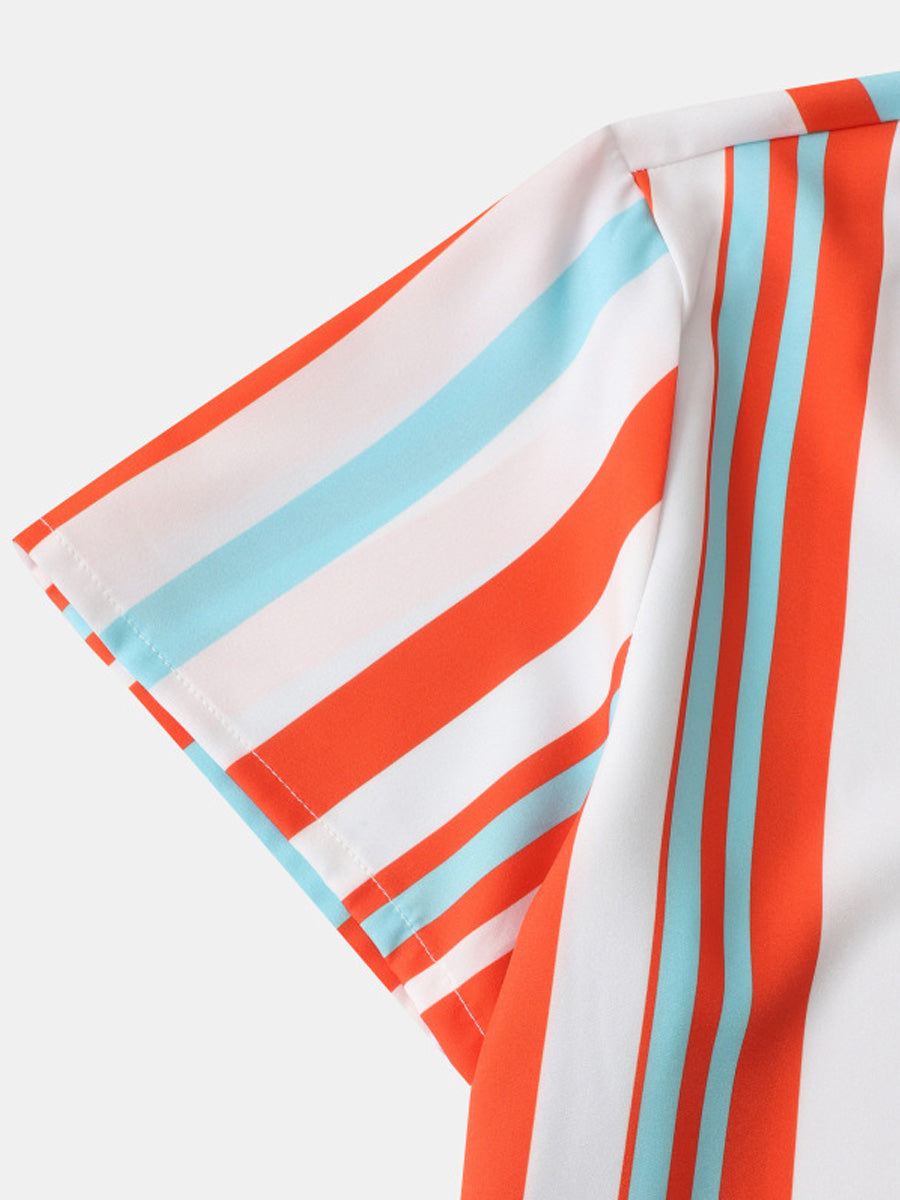 Chemise à manches courtes à imprimé vertical pour homme