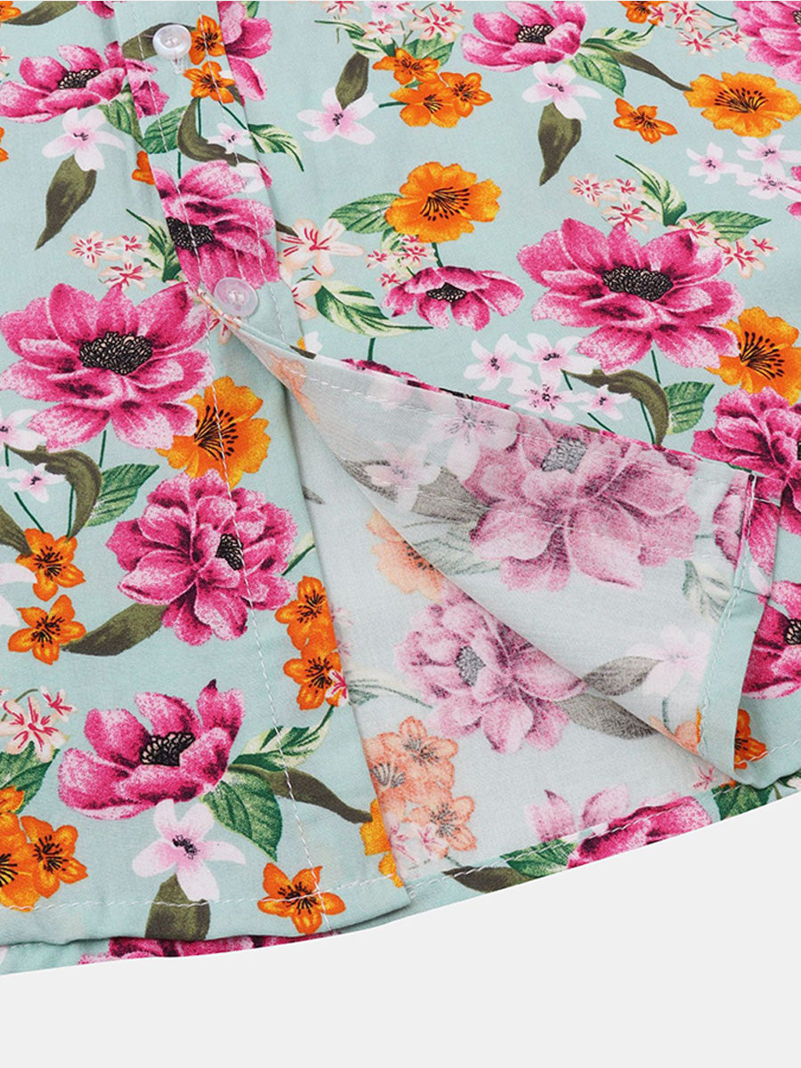 Camicia da uomo a maniche corte con stampa floreale