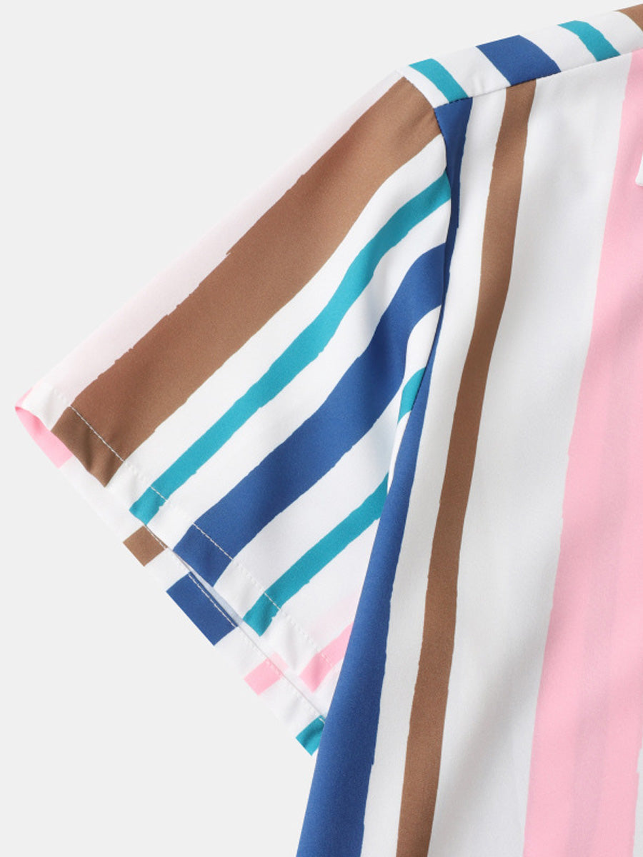 Chemise à manches courtes à imprimé vertical pour homme