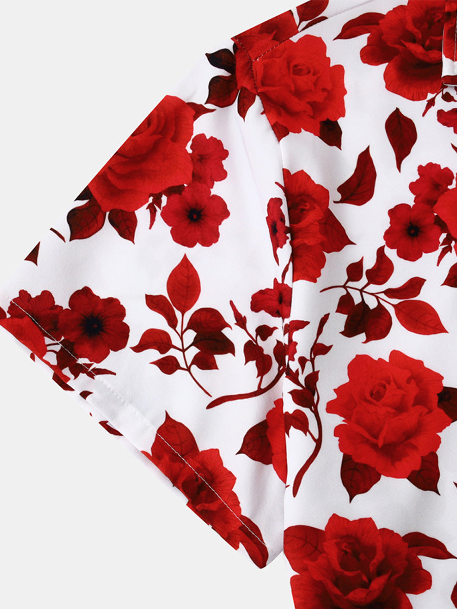 Chemise à manches courtes à imprimé floral pour hommes
