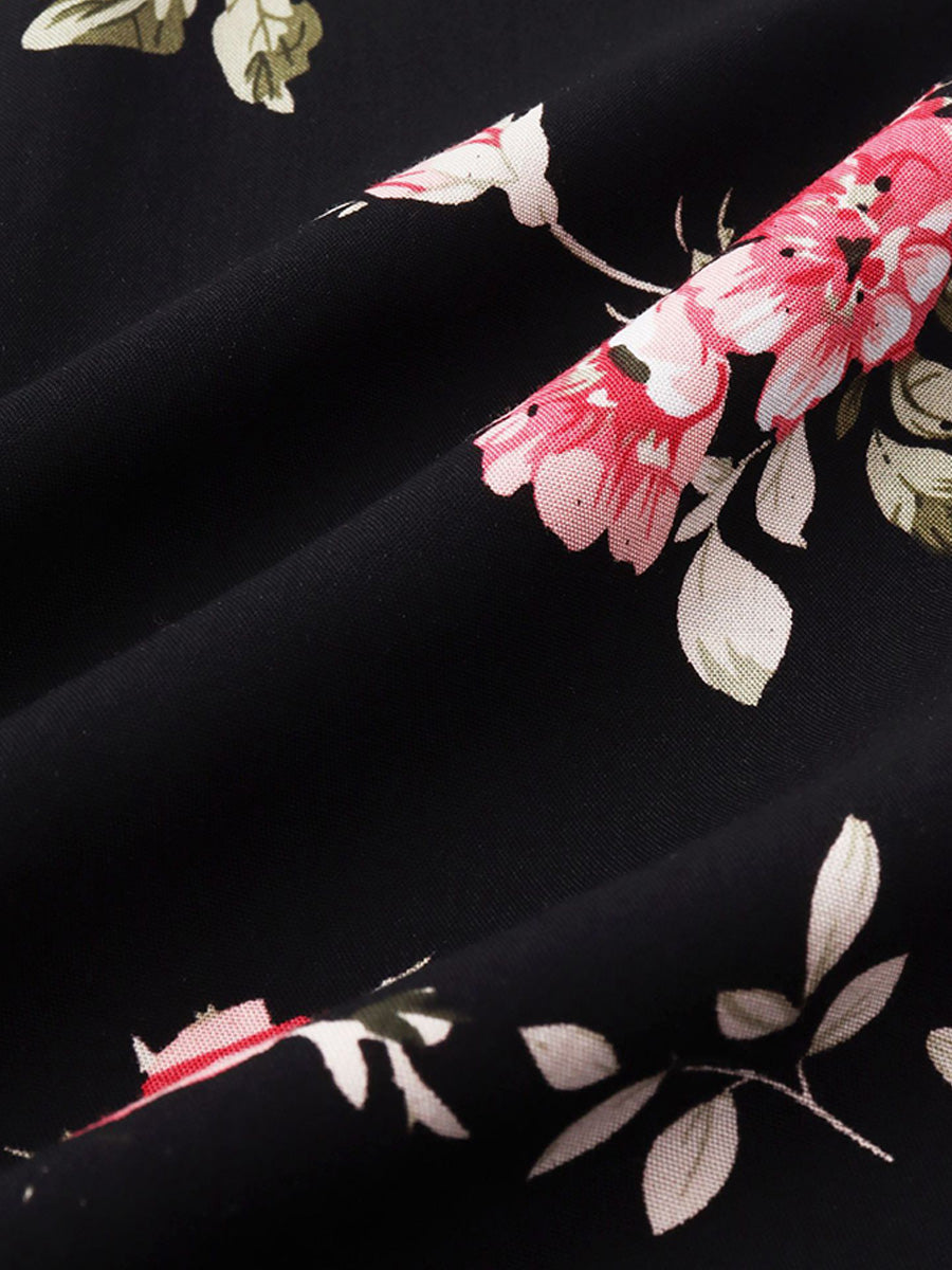 Camicia da uomo a maniche corte con stampa floreale