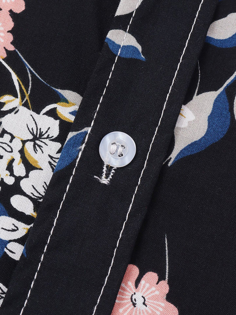 Camicia da uomo a maniche corte con stampa floreale