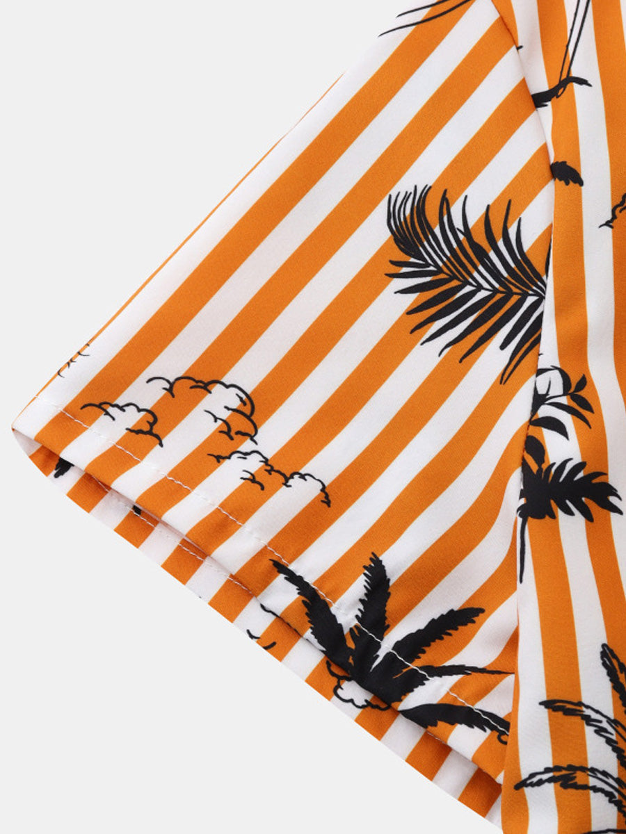 Chemise à manches courtes à imprimé de vacances pour hommes