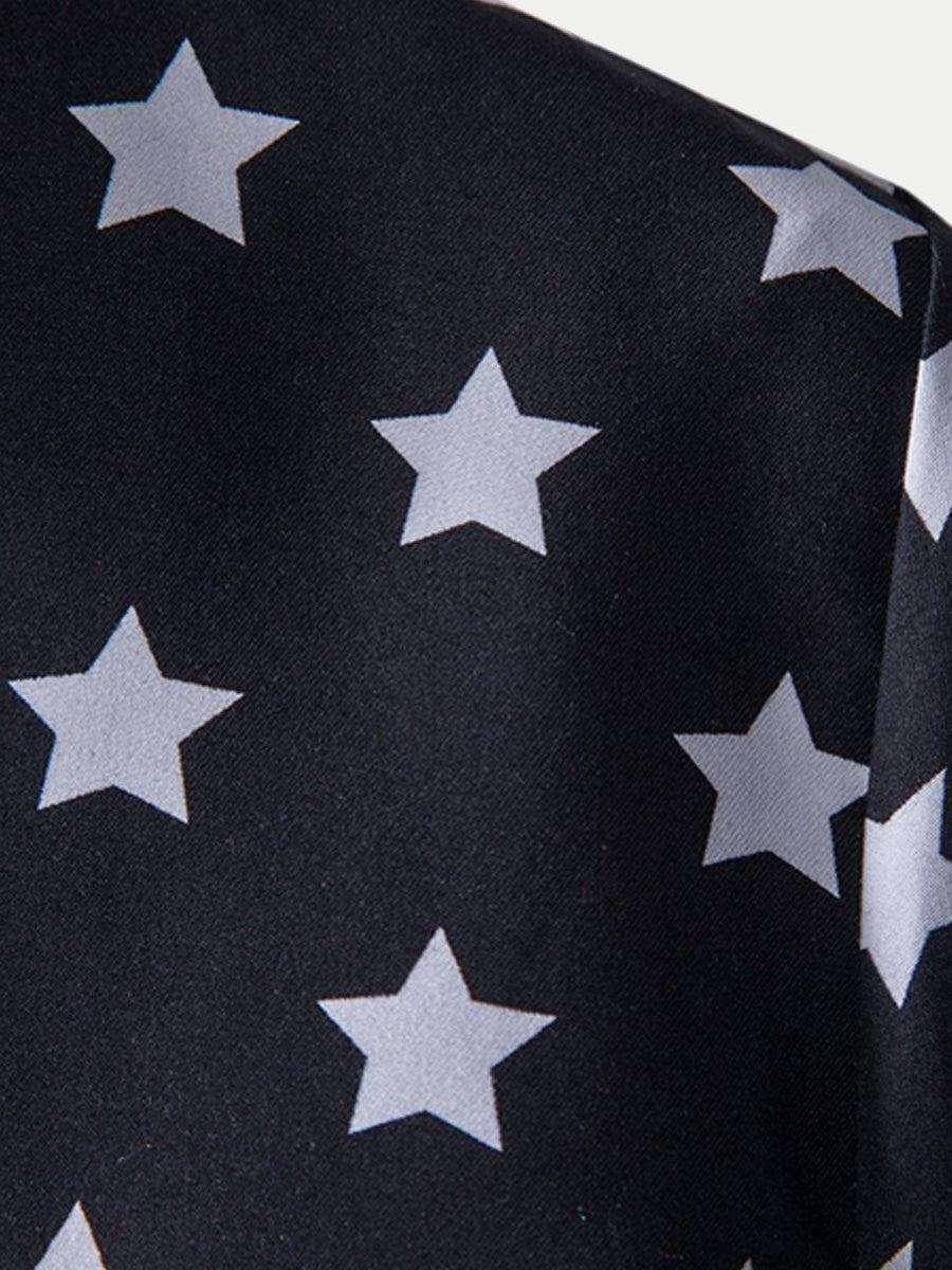 Camicia da uomo a maniche corte con stampa stelle