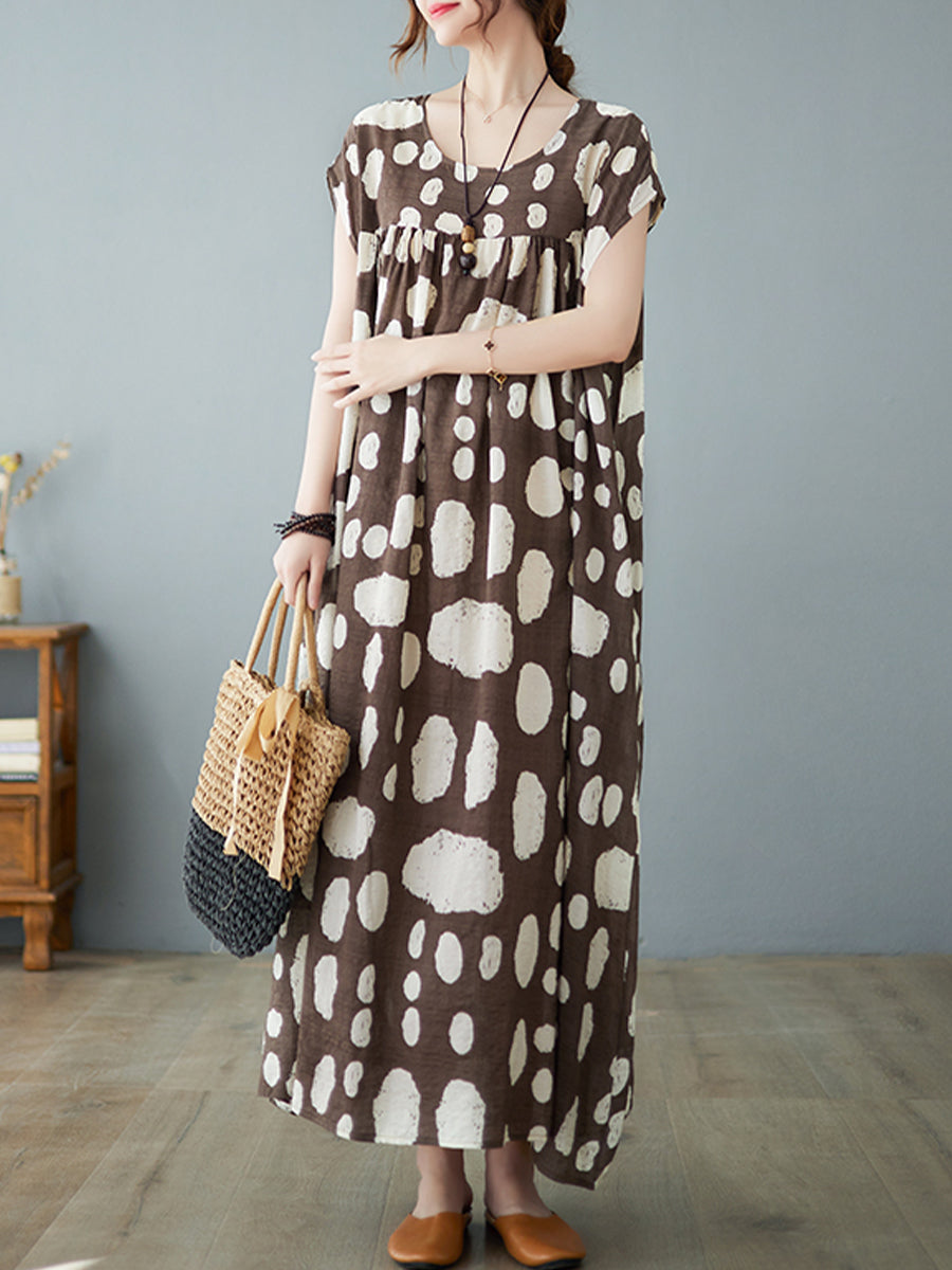 Round neck retro printed Dress