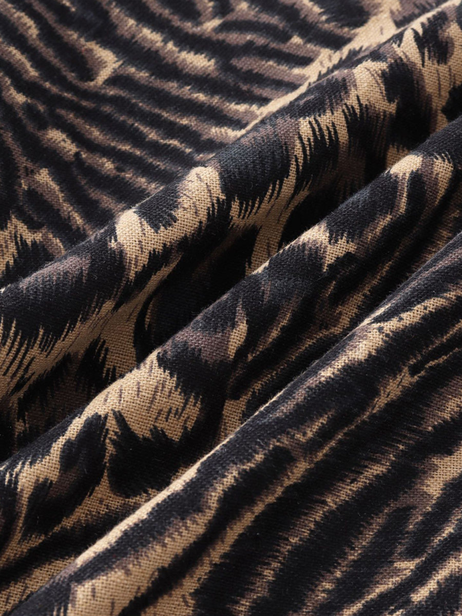 Camicia da uomo a maniche corte con stampa leopardata