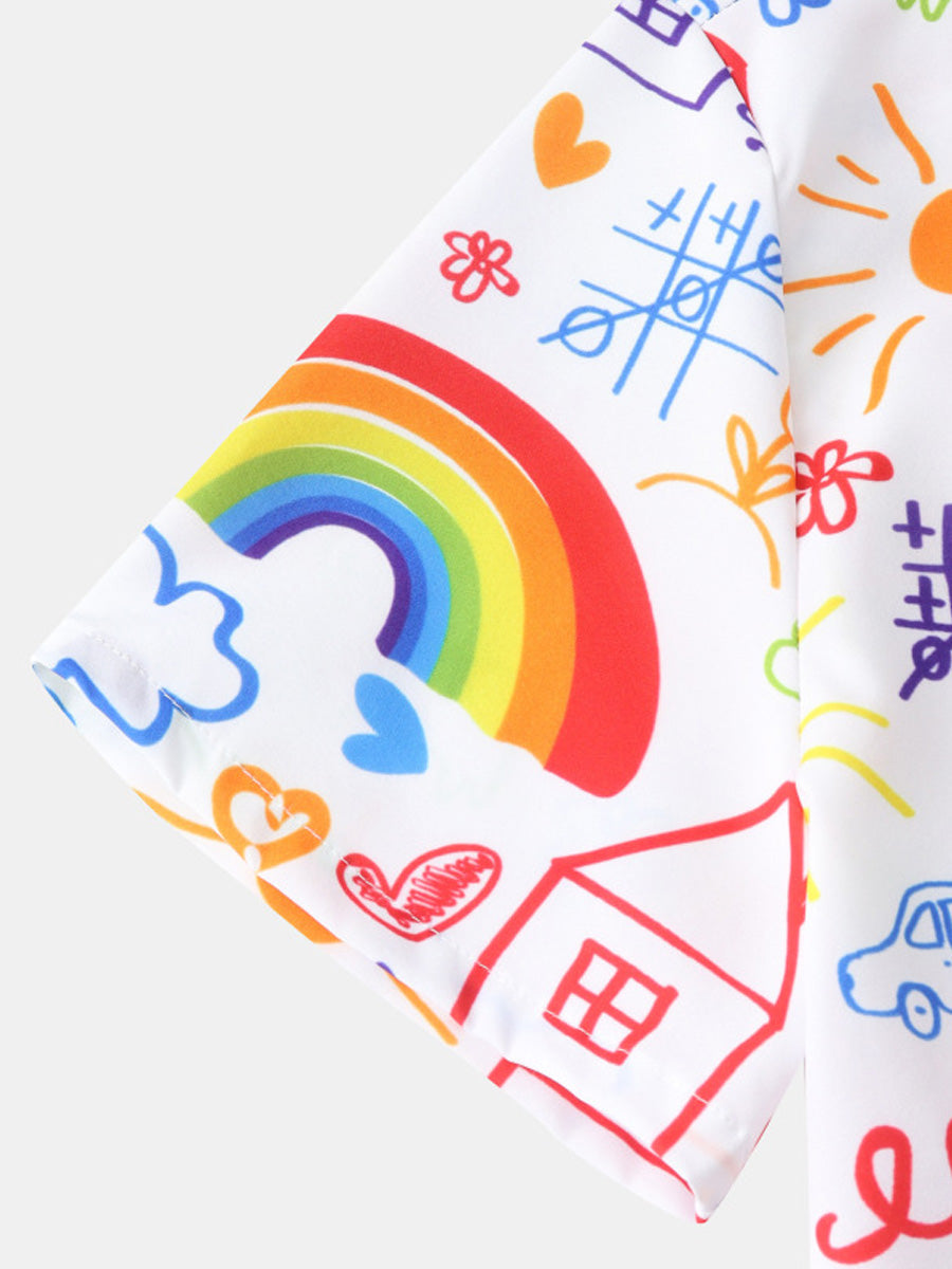 Chemise à manches courtes graffiti arc-en-ciel pour homme