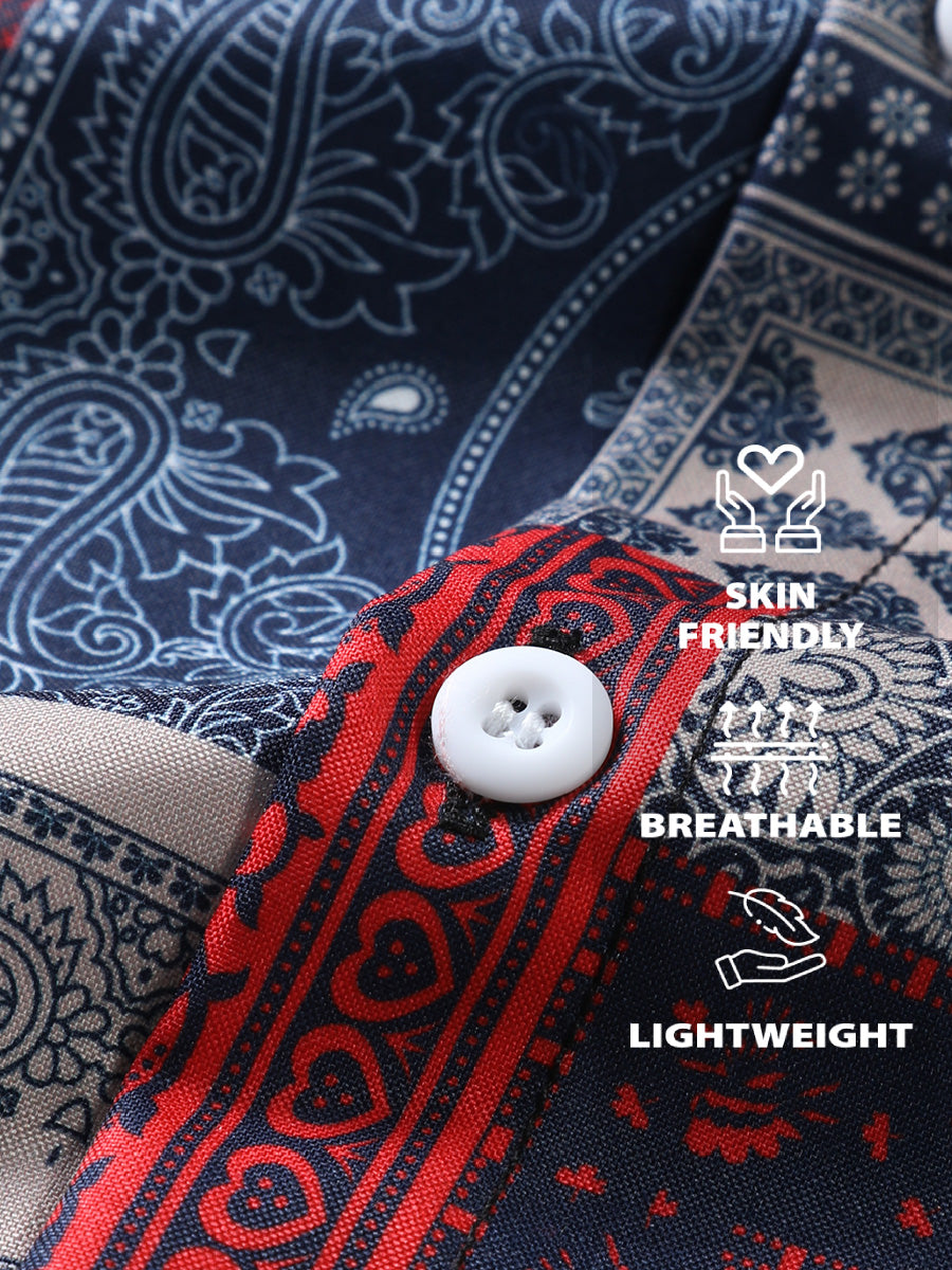 Men's Patchwork Print short sleeve shirt