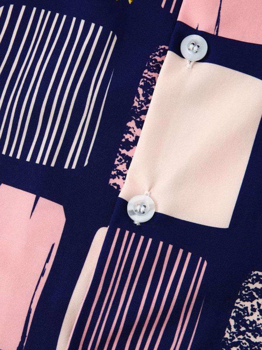 Chemise à manches courtes à imprimé carré pour homme