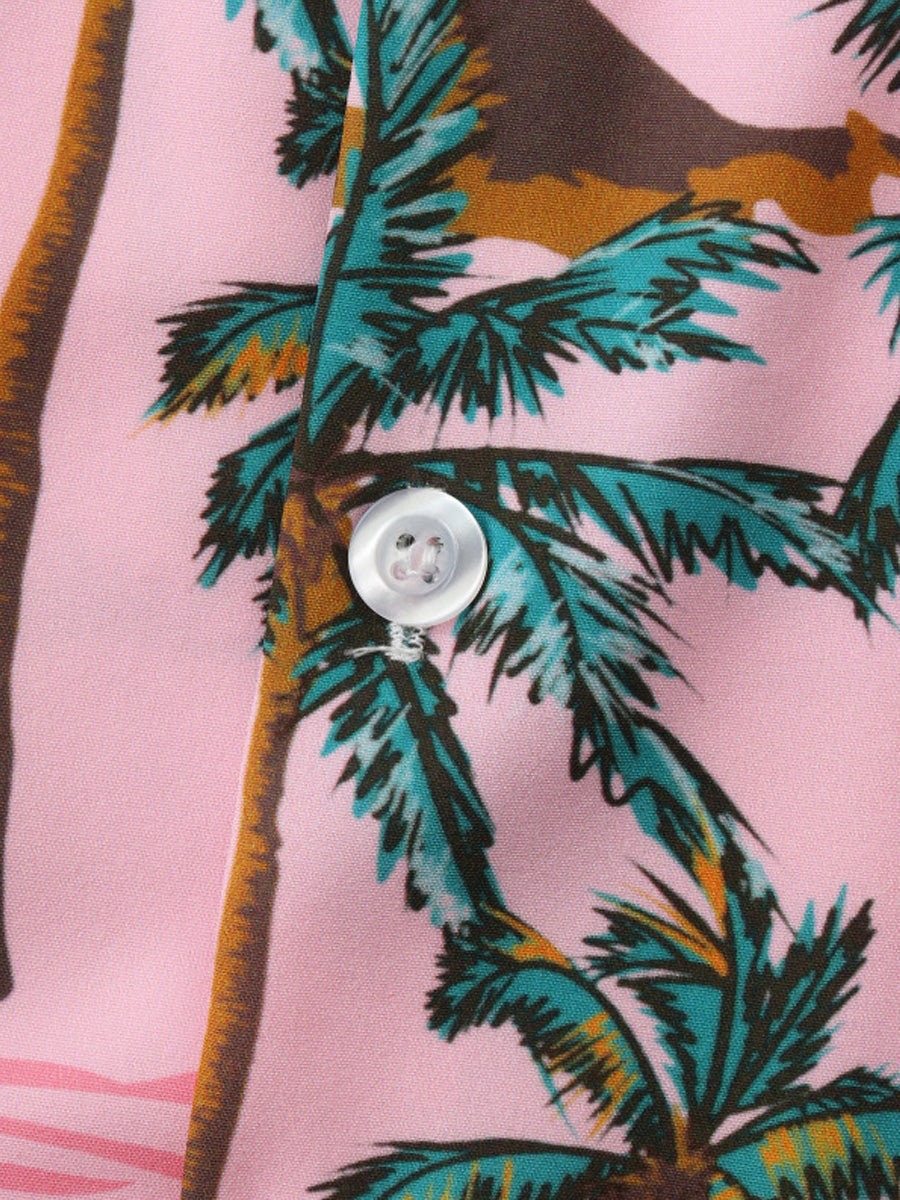 Chemise à manches courtes imprimé plage pour homme