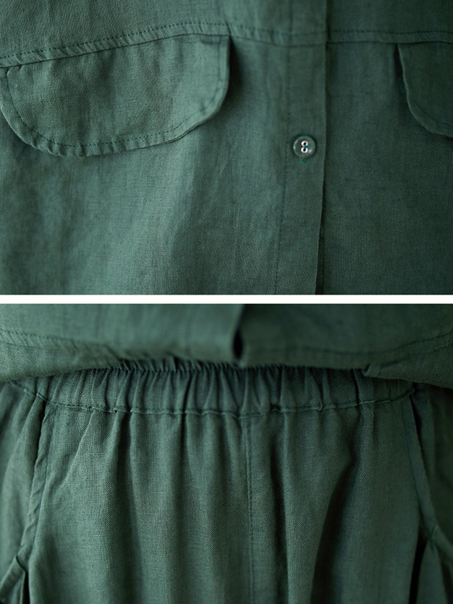 Sleeveless shirt solid color loose set