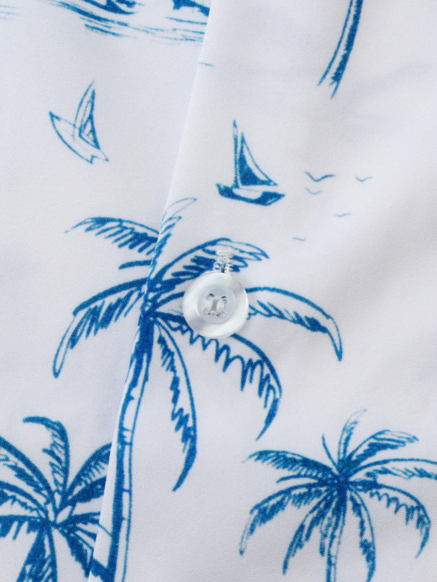 Camicia da uomo a maniche corte con stampa hawaiana