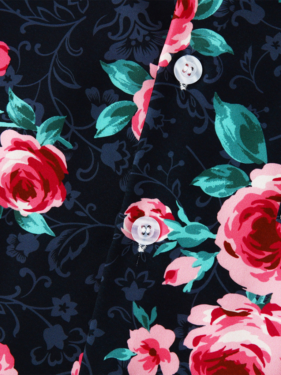Chemise à manches courtes à imprimé floral pour hommes