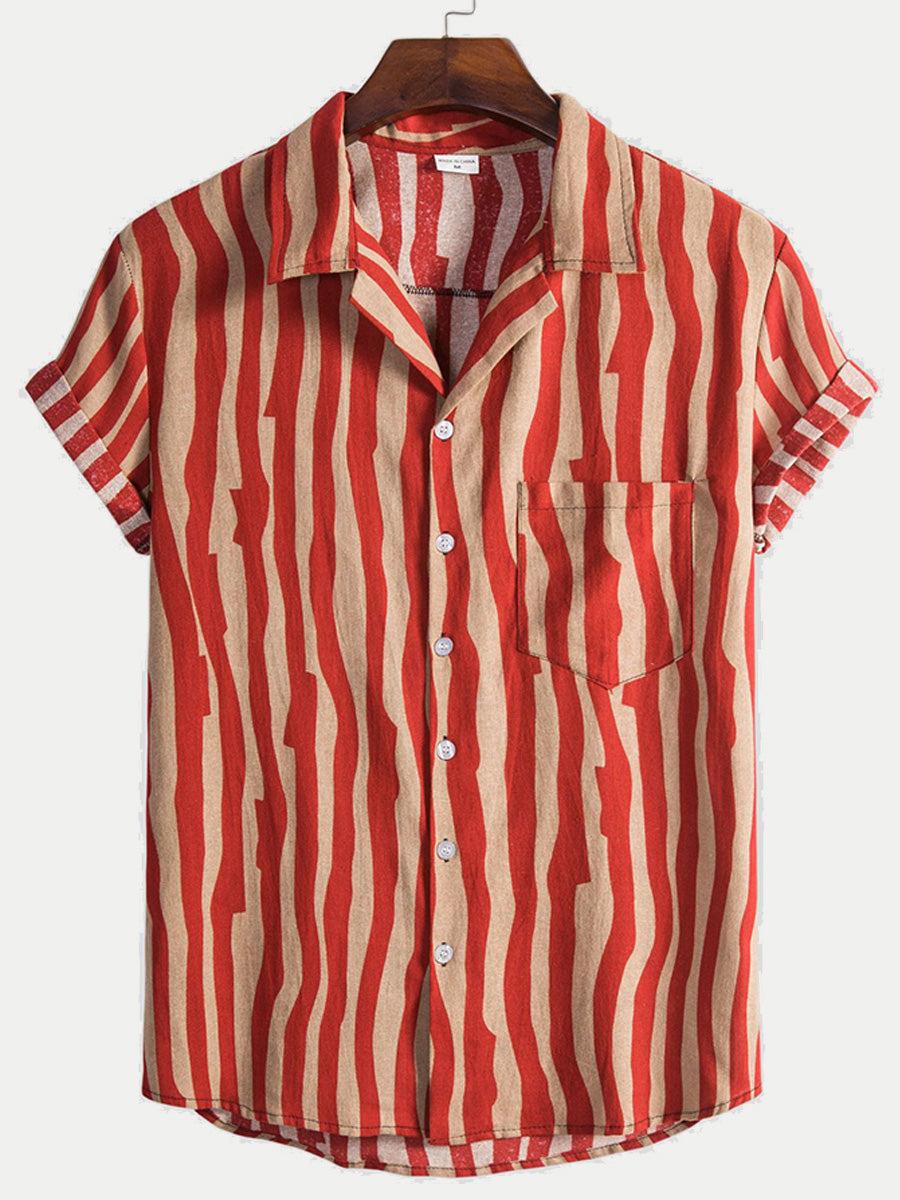 Camicia da uomo a maniche corte con motivo Ripple