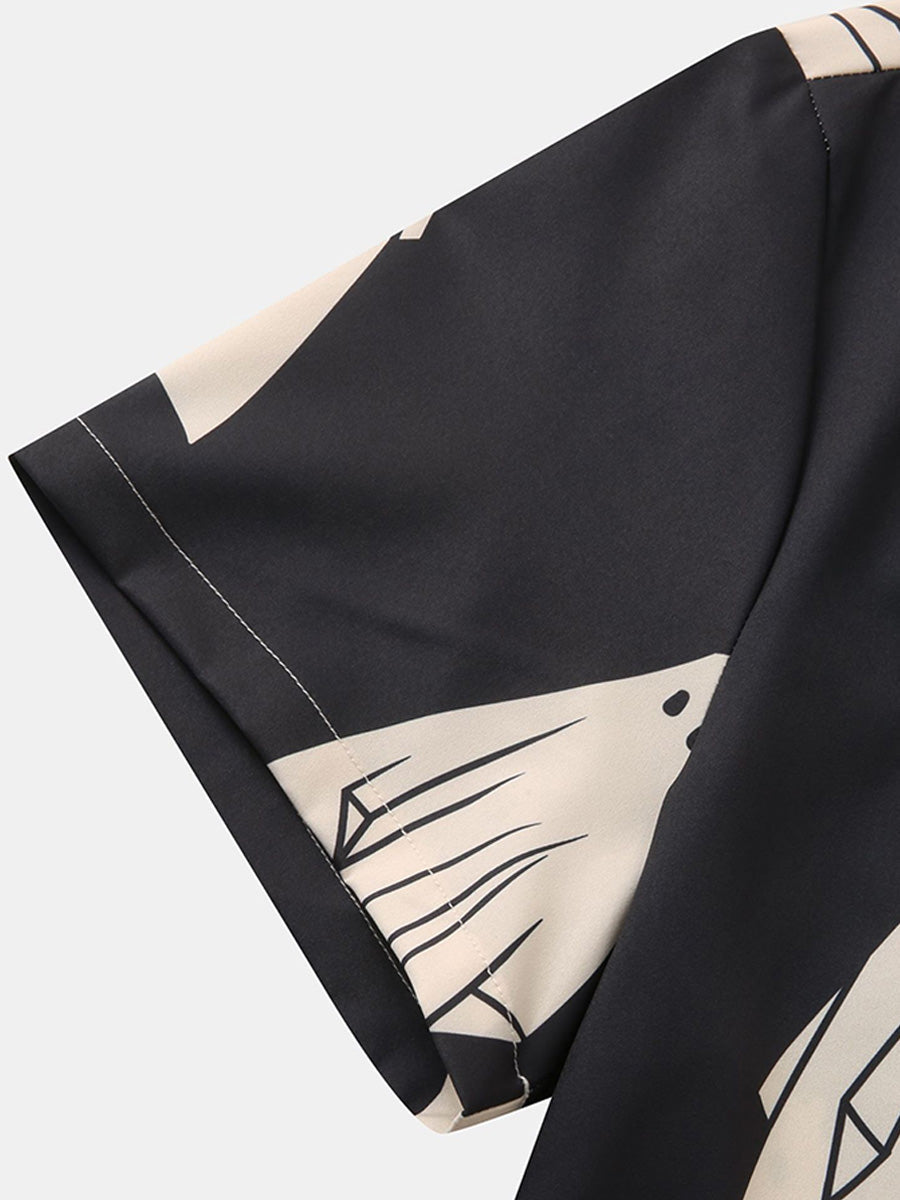 Chemise à manches courtes à imprimé Cartoon pour homme