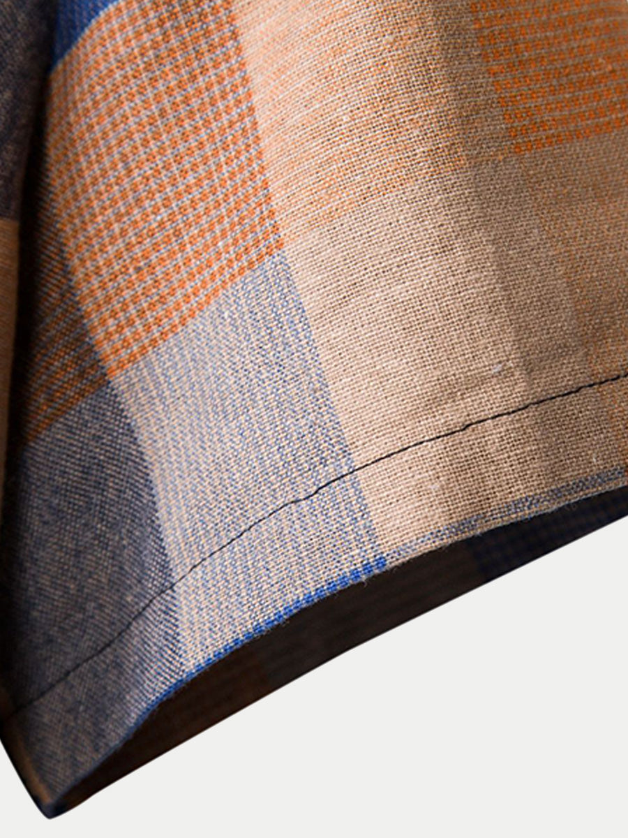 Chemise décontractée à carreaux à manches courtes pour hommes