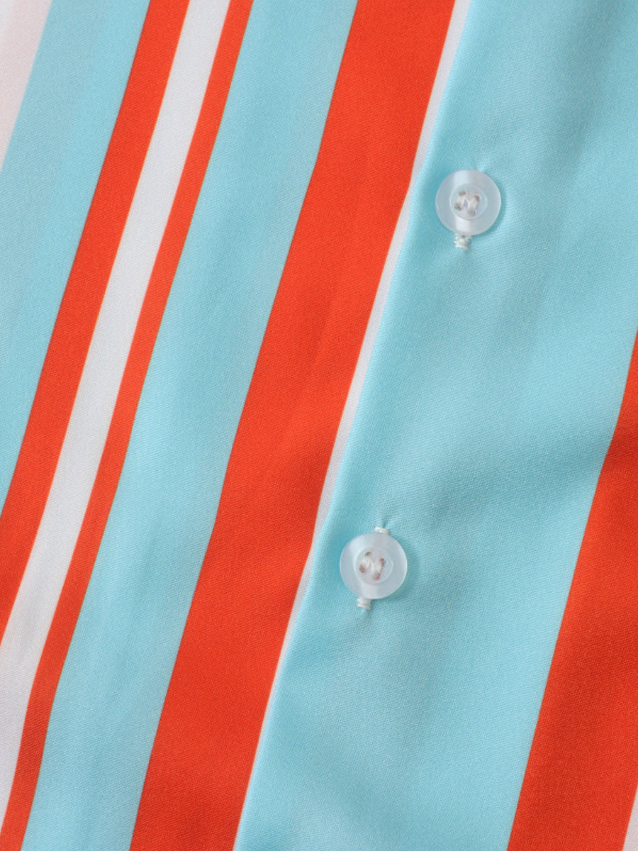 Chemise à manches courtes à imprimé vertical pour homme