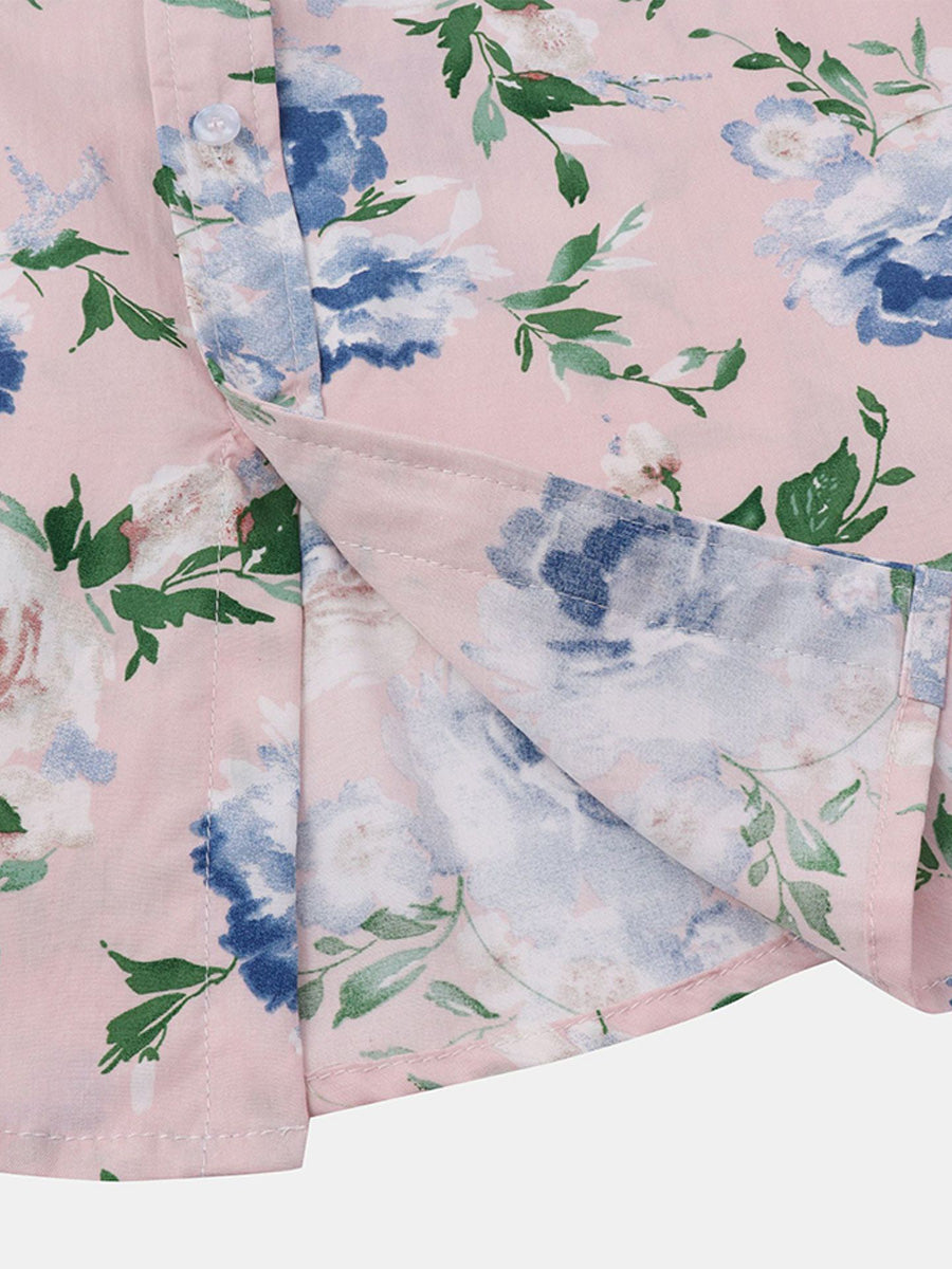 Camicia da uomo a maniche corte con stampa floreale