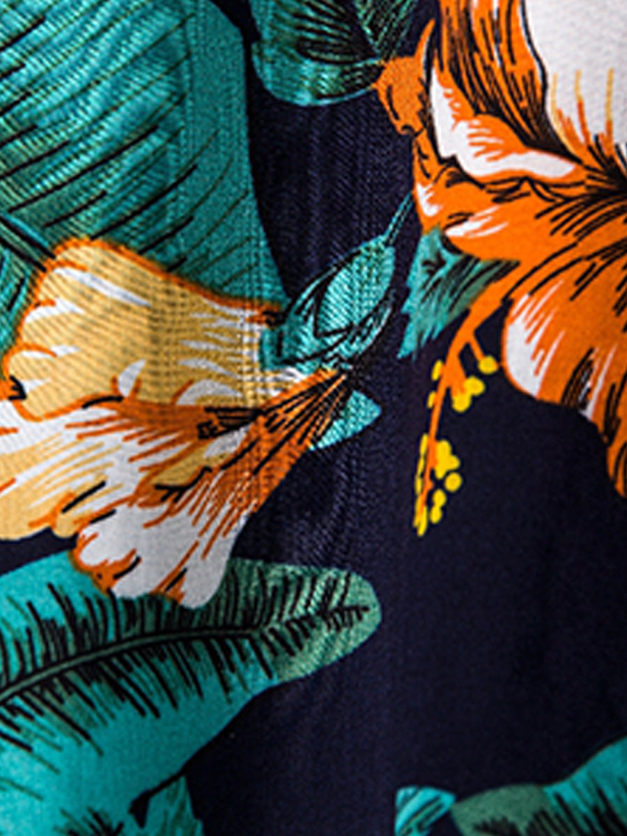 Camicia da uomo a maniche corte con stampa hawaiana