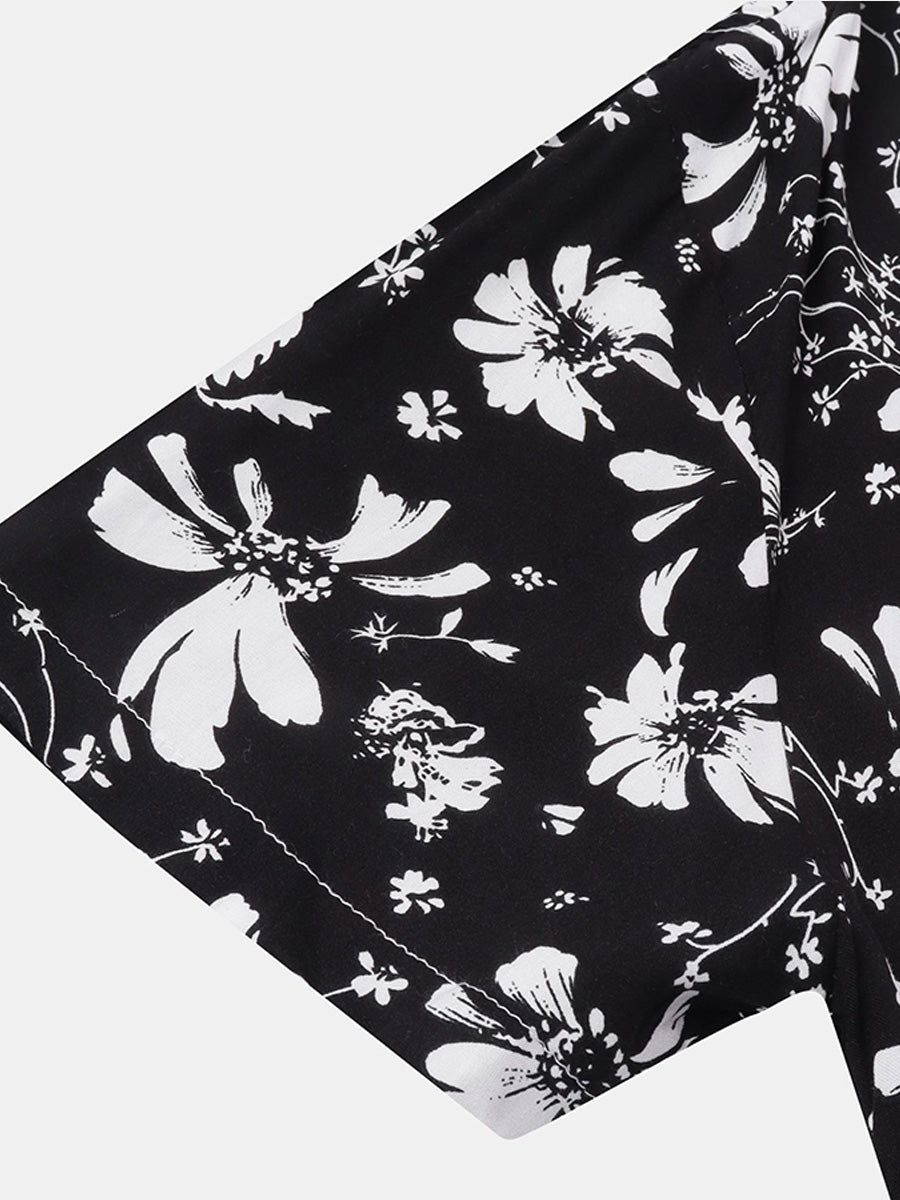 Camicia da uomo a maniche corte con stampa floreale