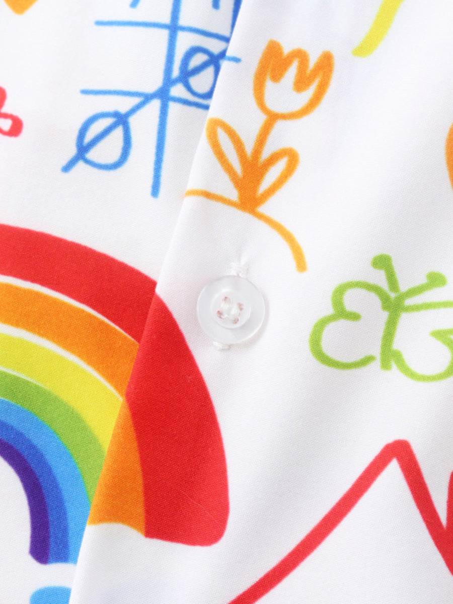 Chemise à manches courtes graffiti arc-en-ciel pour homme