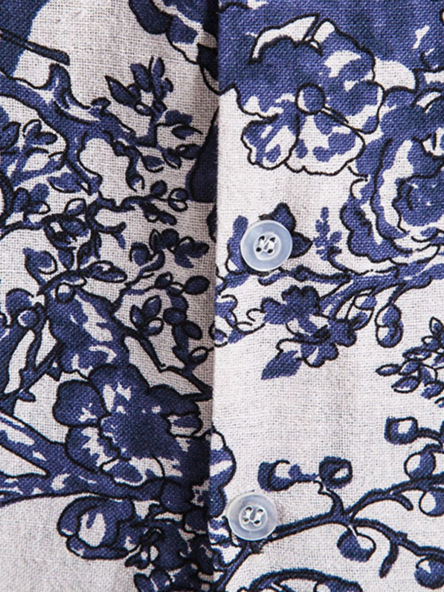 Chemise homme manches courtes imprimé branches