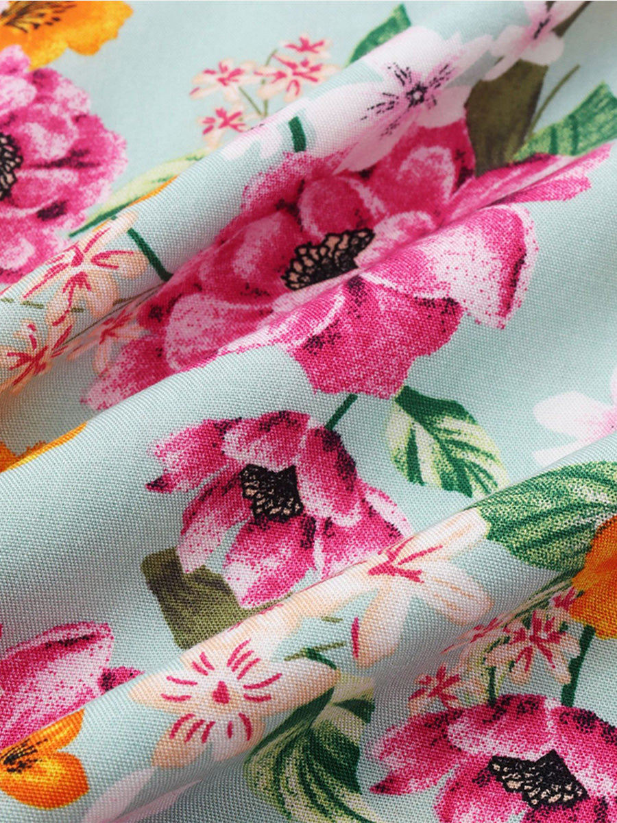 Camicia da uomo a maniche corte con stampa floreale