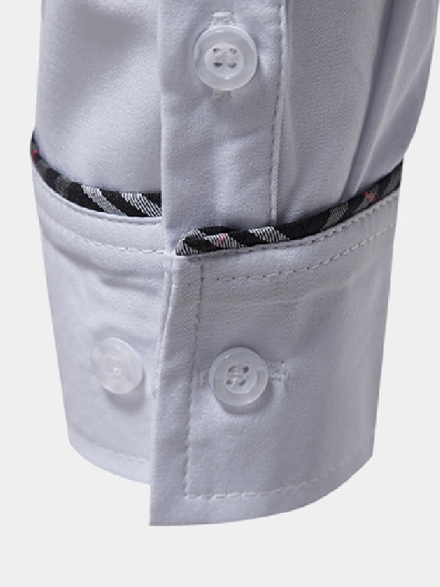 Chemise manches longues patchwork à carreaux pour homme