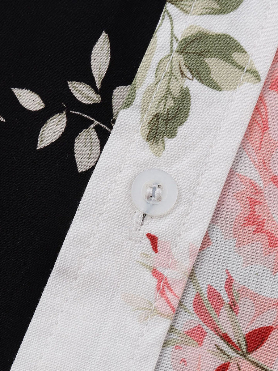 Camicia da uomo a maniche corte con stampa floreale