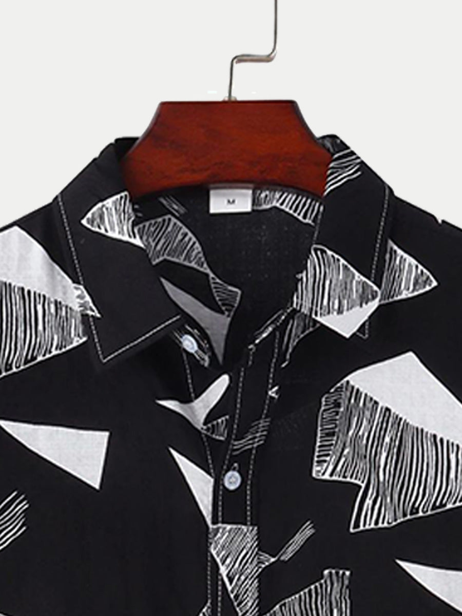 Camicia a maniche corte con stampa casual da uomo