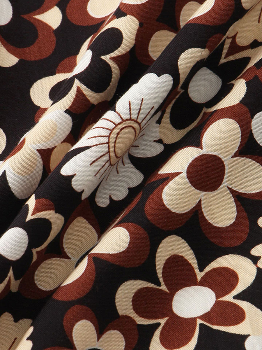 Camicia da uomo a maniche corte con stampa floreale