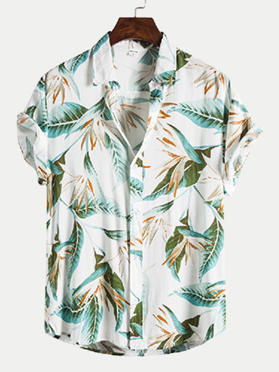 Camicia da uomo manica corta foglia