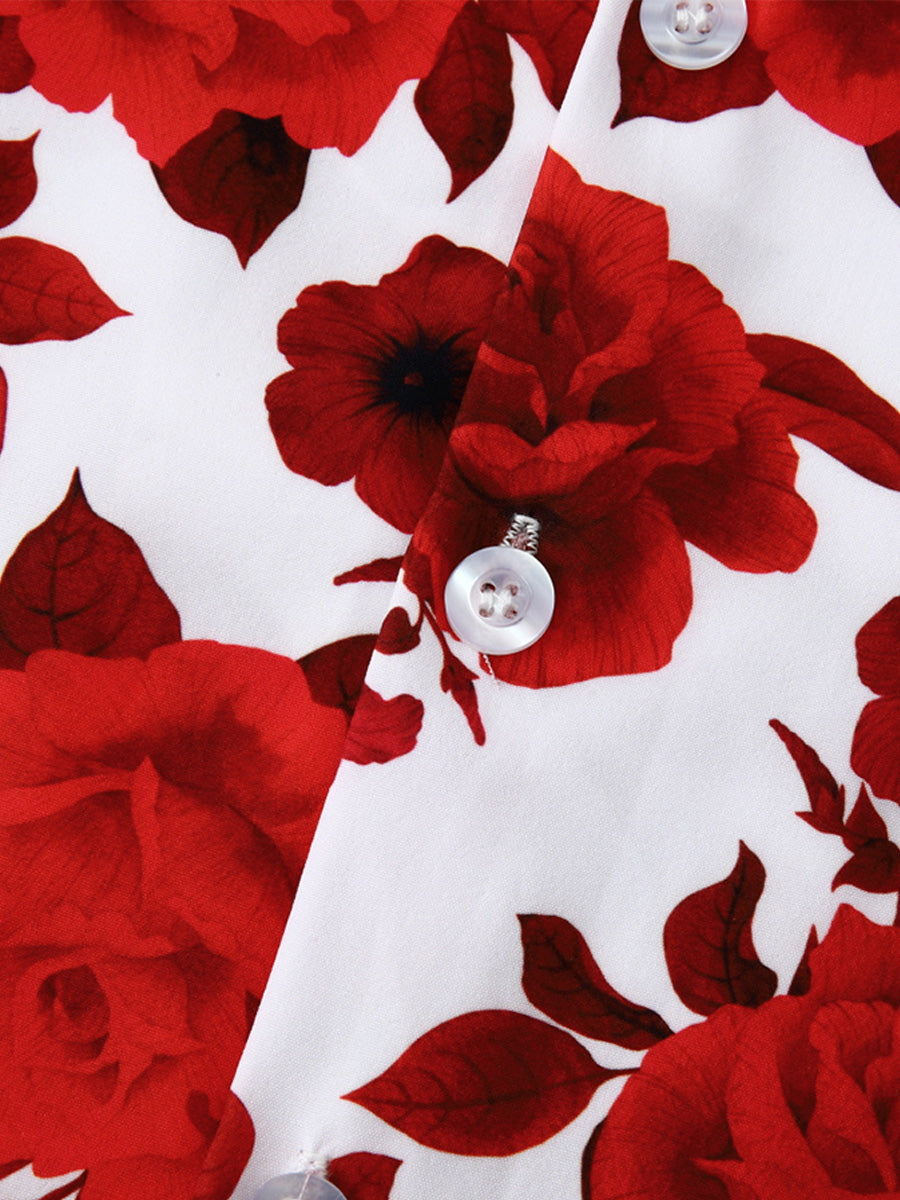 Chemise à manches courtes à imprimé floral pour hommes