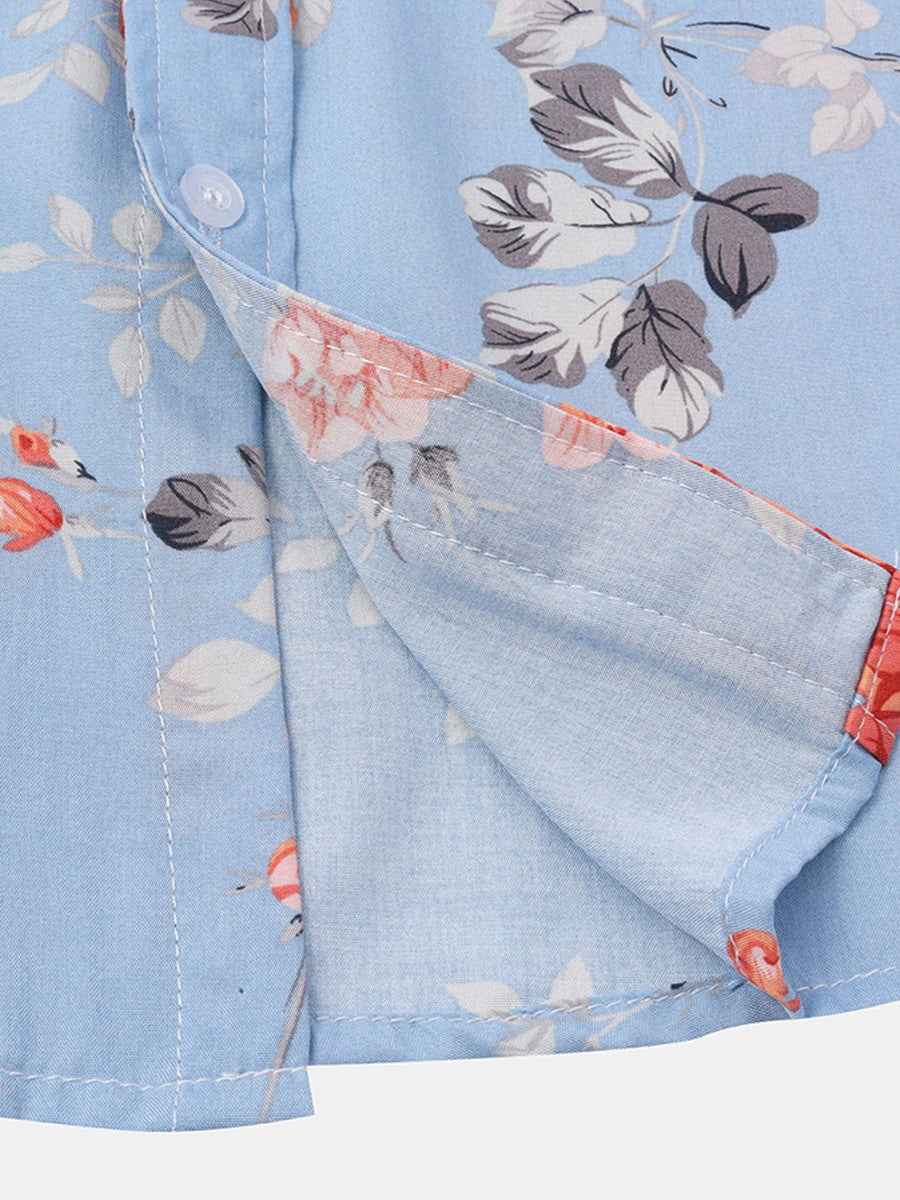 Camicia da uomo a maniche corte con stampa floreale