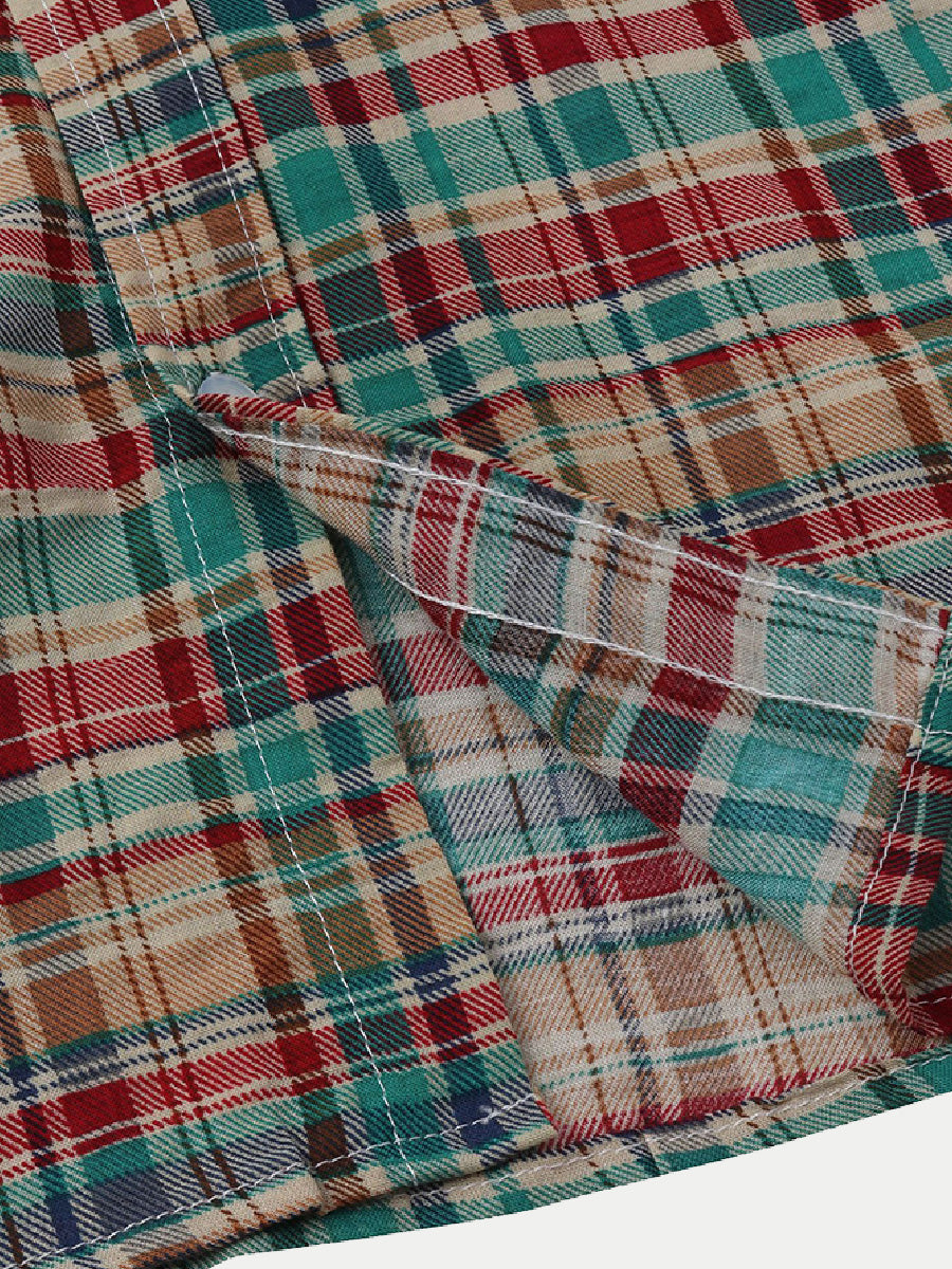 Men's Checkered Print short sleeve shirt