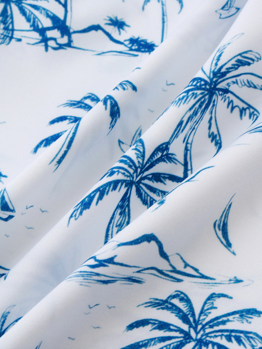 Camicia da uomo a maniche corte con stampa hawaiana