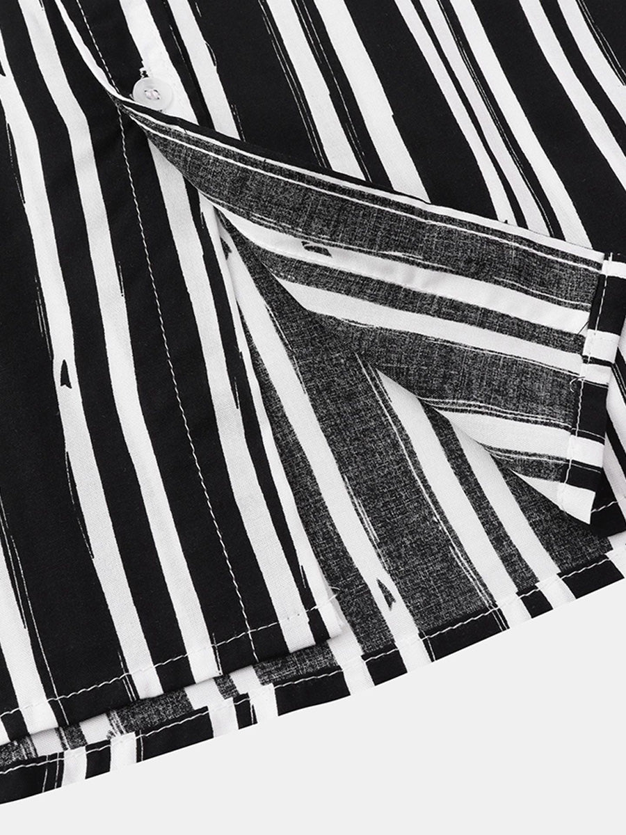 Camicia da uomo a maniche corte con stampa verticale