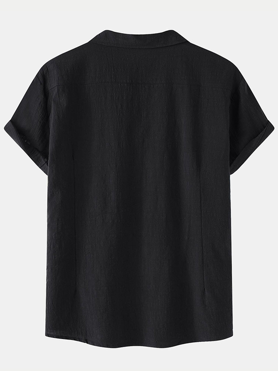 Camicia da uomo a maniche corte in cotone tinta unita