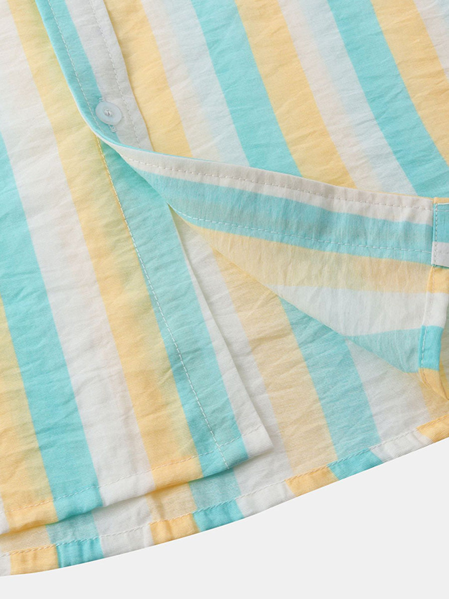 Chemise à manches courtes à imprimé vertical pour homme