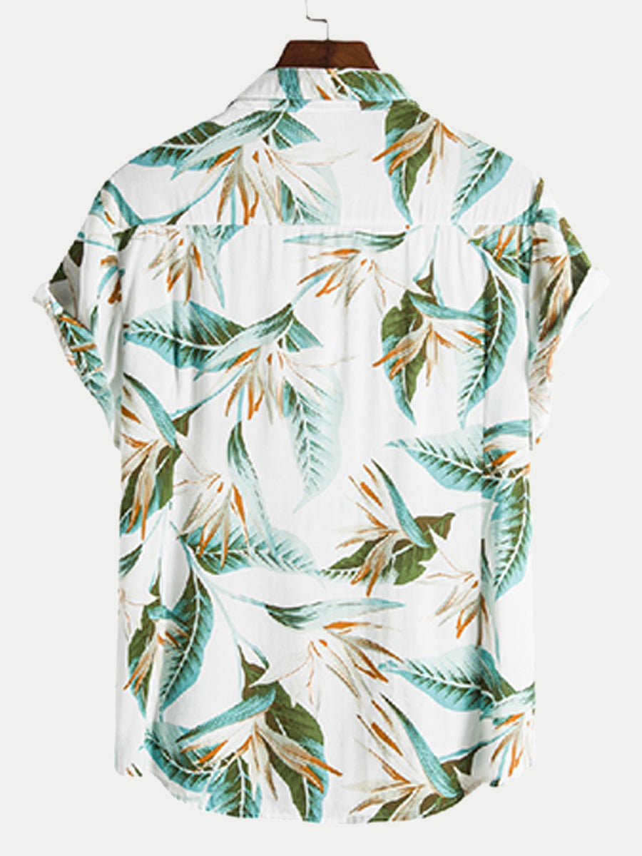Camicia da uomo manica corta foglia