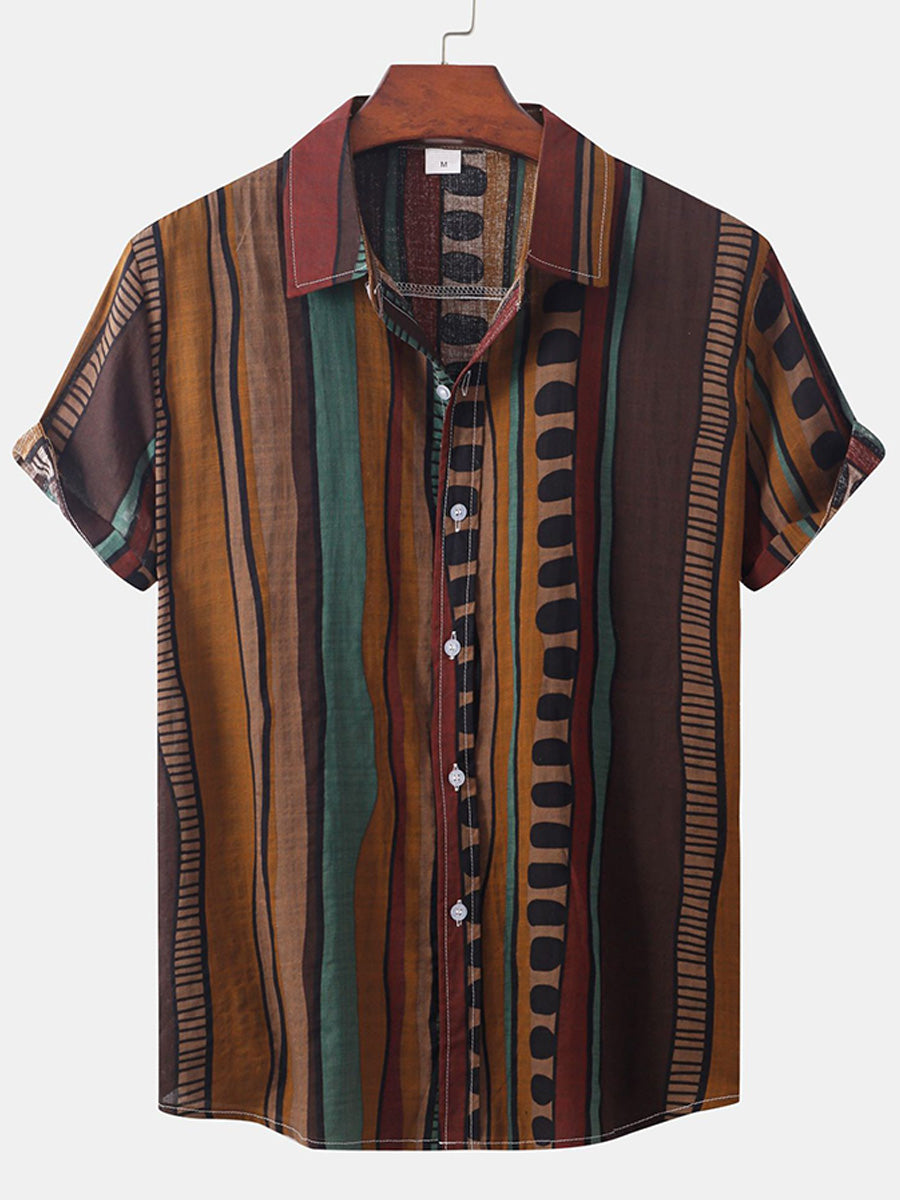 Camicia da uomo a maniche corte con stampa verticale