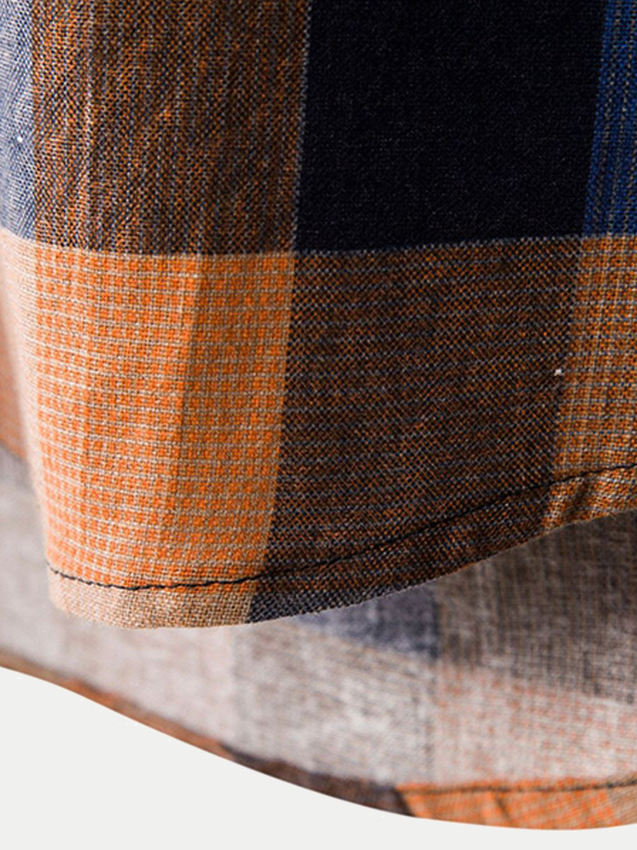 Chemise décontractée à carreaux à manches courtes pour hommes